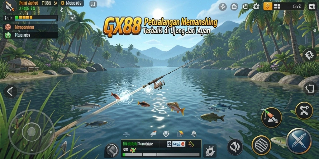 Tampilan gameplay GX88 yang mendebarkan saat menangkap ikan.