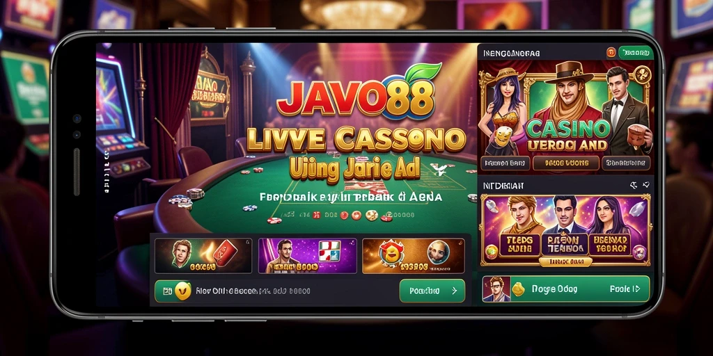 Screenshot gameplay JAVO88 menunjukkan dealer langsung yang berinteraksi dengan pemain.