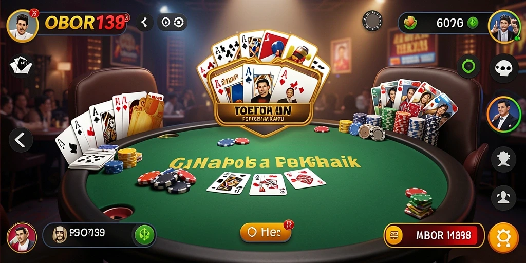 Tampilan gameplay seru dalam aplikasi OBOR138 poker.
