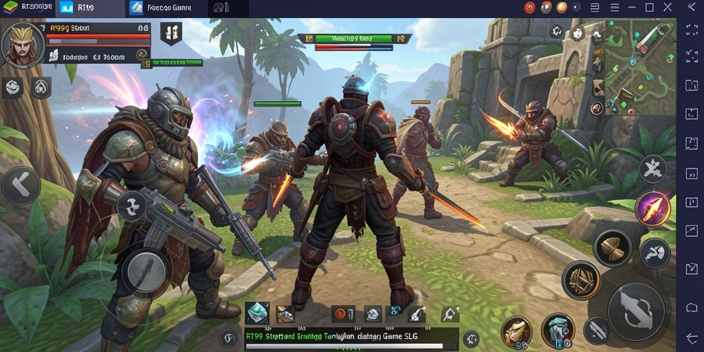 Screenshot gameplay RT99 yang menampilkan pertempuran strategi intens.