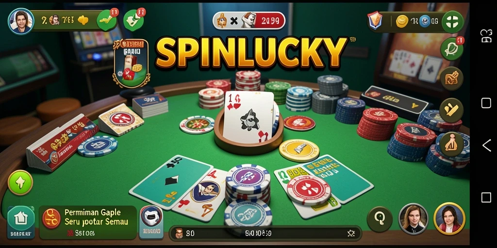 Tampilan gameplay Gaple yang seru di SPINLUCKY