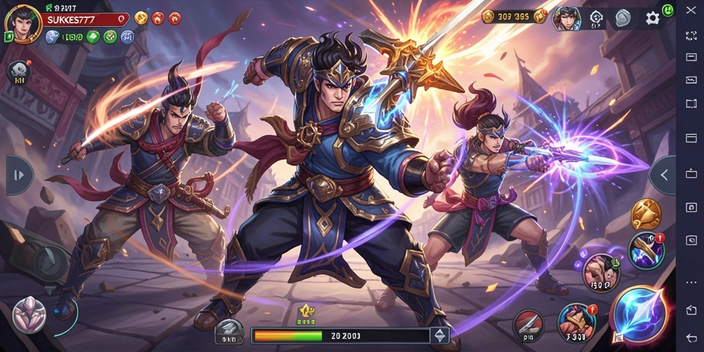 Tampilan gameplay menarik dari SUKSES777 yang penuh aksi pertempuran.