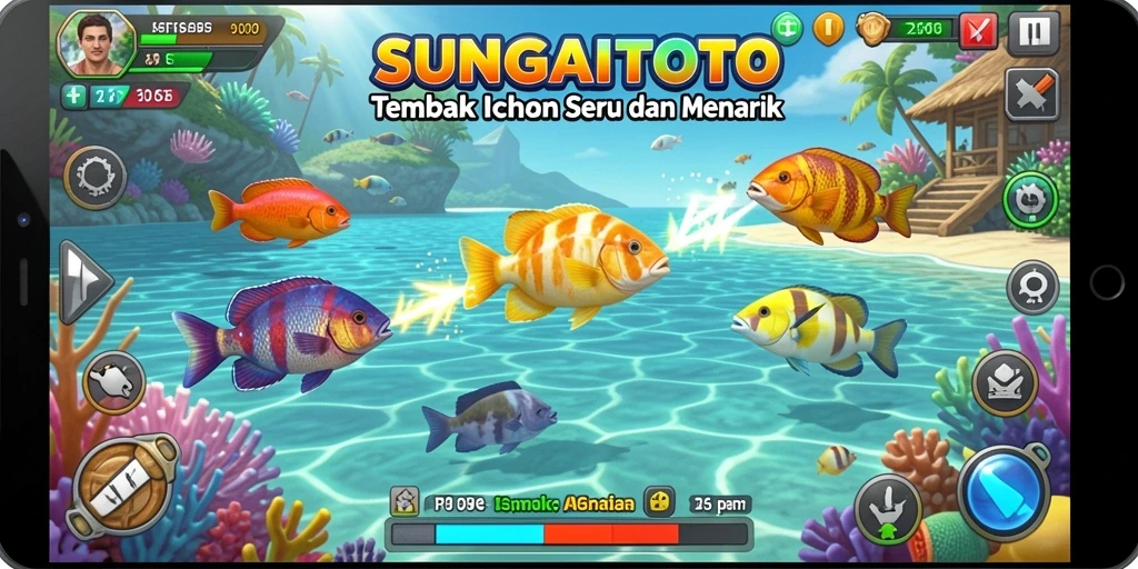 Tangkapan layar utama SUNGAITOTO dengan aksi menembak ikan yang mendebarkan.